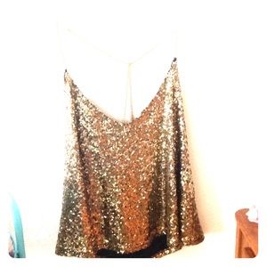 Fashion sequin Gold chain top